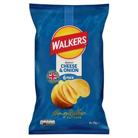 Walkers Cheese & Onion Crisps 6x25g